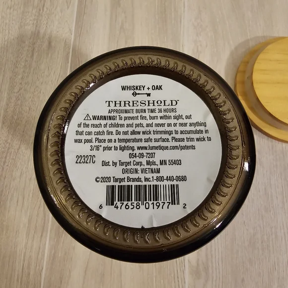 Whiskey + Oak Crackling Wood Wick Candle by Threshold- 9oz - Picture 4 of 4
